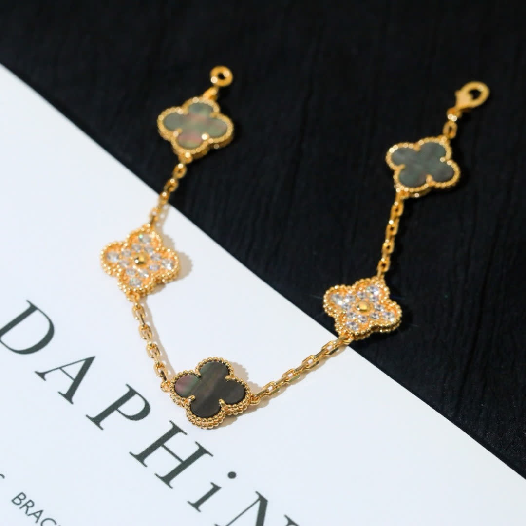 Mystery Gold-Tone Bracelet with Opal and Diamond Accents